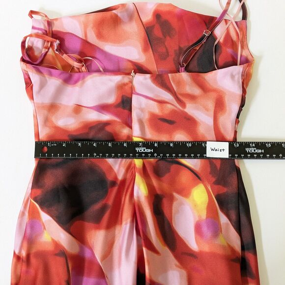 Fashion Nova Juniper Satin Maxi Dress Size S NWT Tropical Hawaiian Colorful - Picture 11 of 13